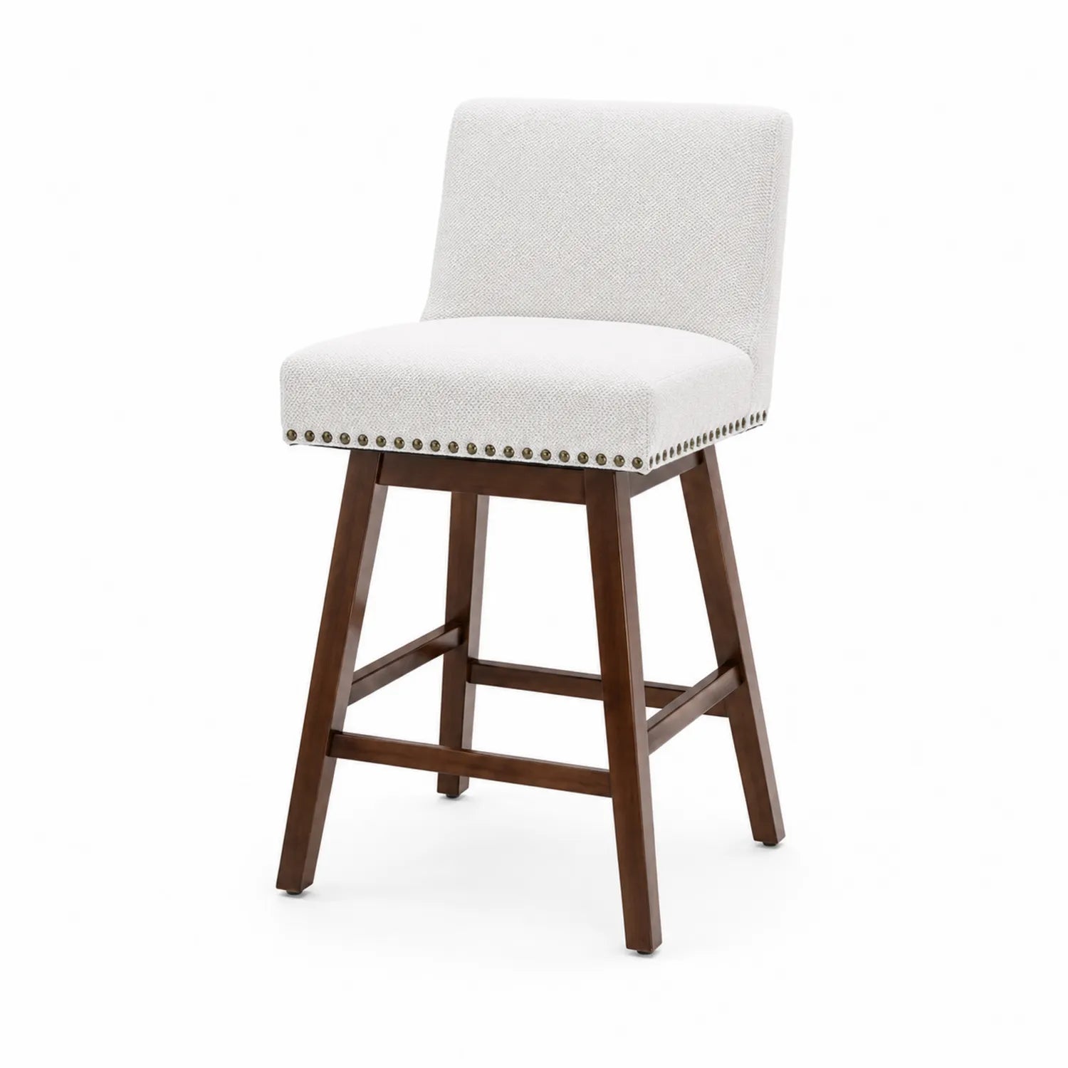 Barhocker aus Holz und Stoff, Creme