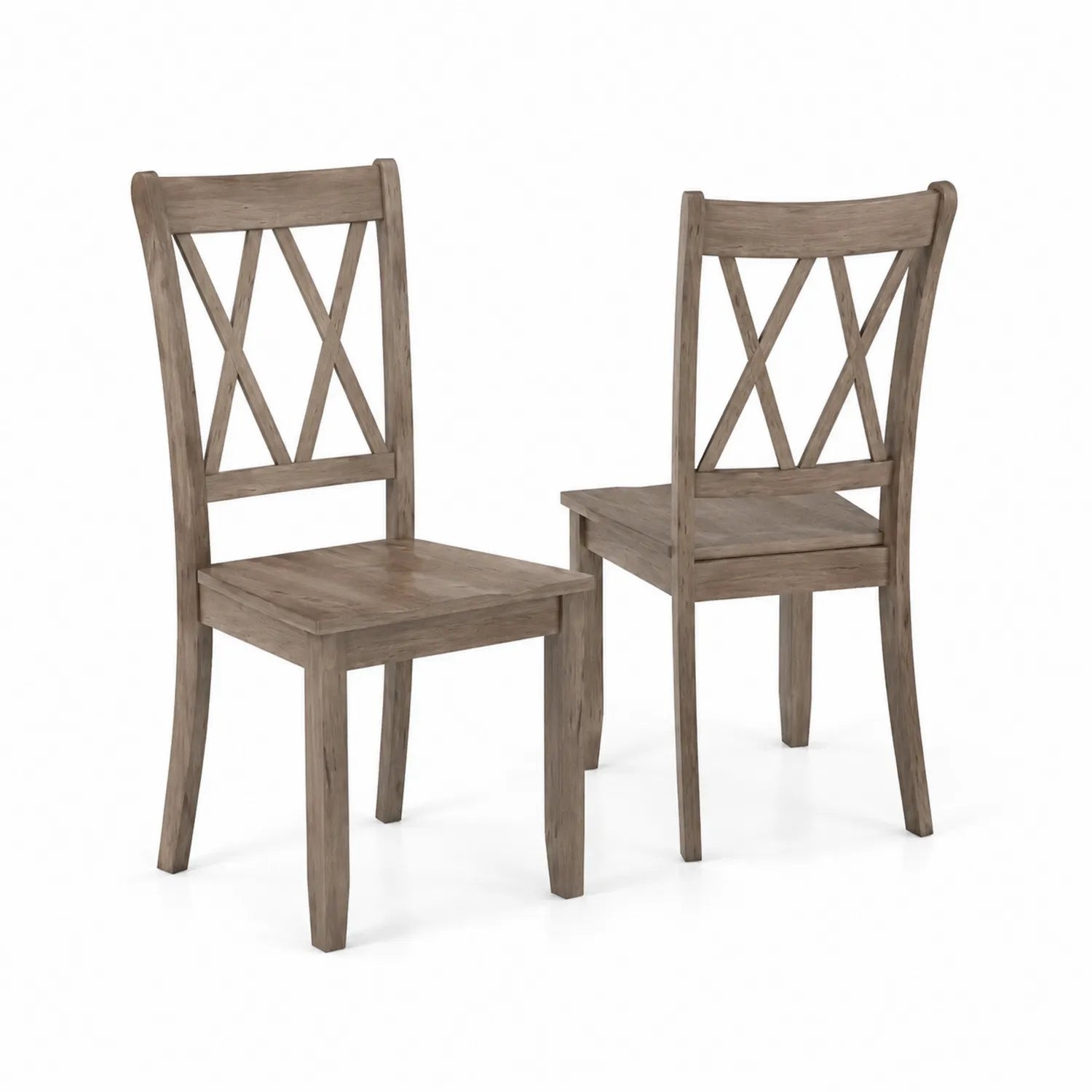 Esszimmerstühle aus Holz mit Kreuzrückenlehne, 2er Set