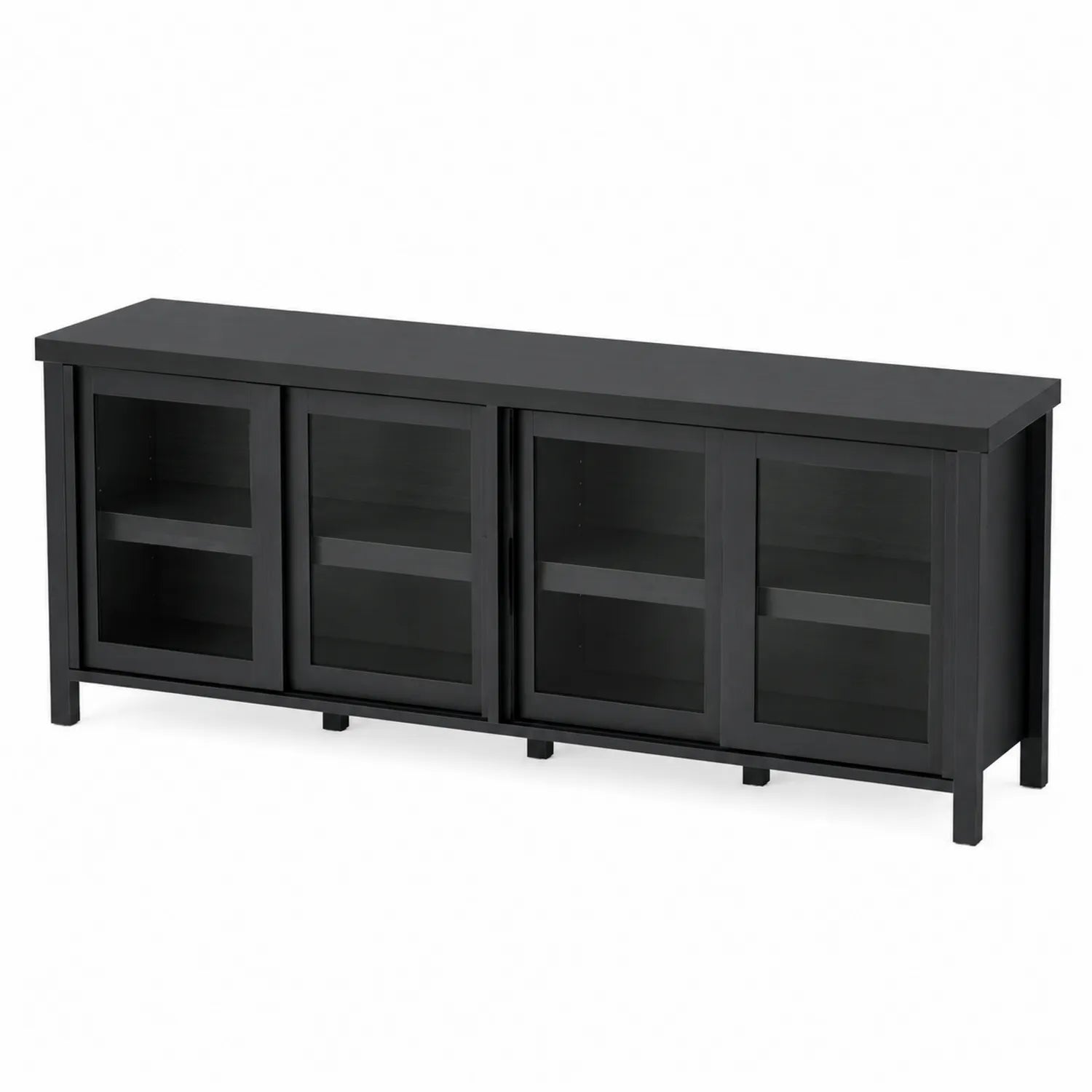 TV-Schrank Holz mit gehärtetem Glas-Schiebetüren Schwarz 150x40x60 cm