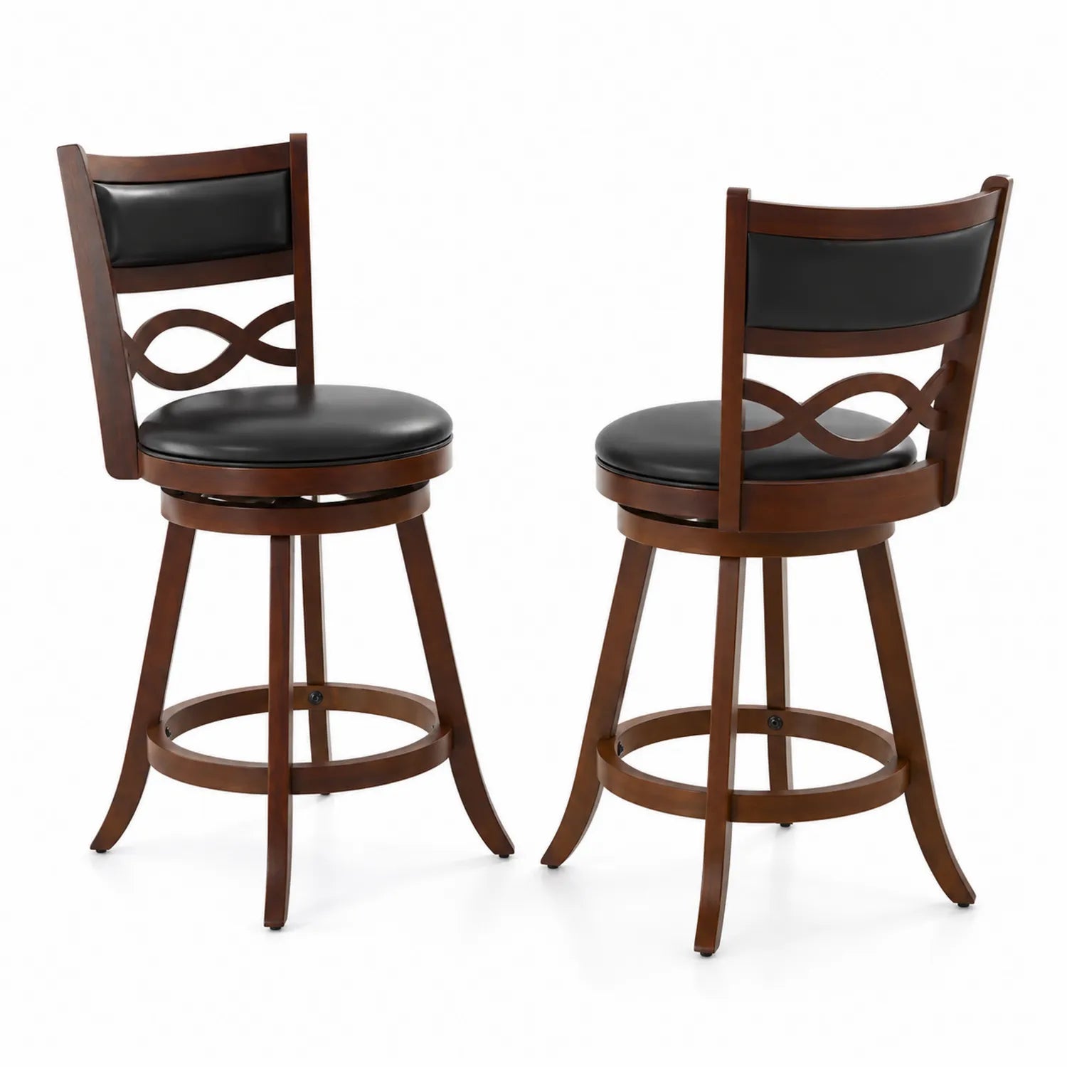 Barhocker Set Holzrahmen Kunstleder Schwarz/Braun