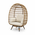 Outdoor Rattan Eierstuhl mit Kissen Stahl Natur/Beige 150 cm