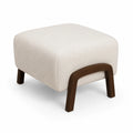 Hocker Bouclé-Stoff Holzbeine Beige