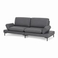 Ledersofa 2-Sitzer Dunkelgrau mit Metallbeinen