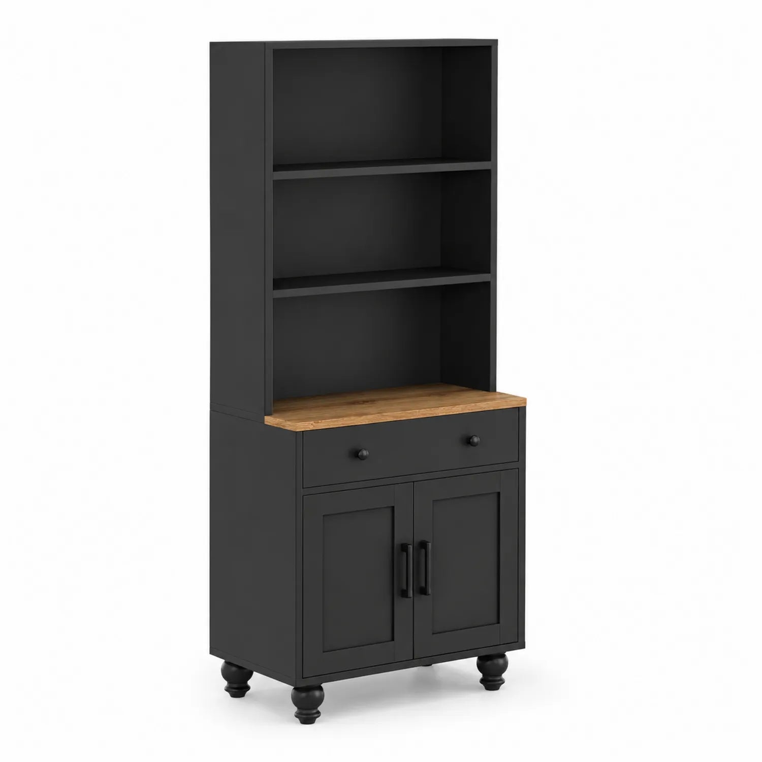 MDF-Schrank mit Regalen Schwarz/Natürlich 180x80x40cm