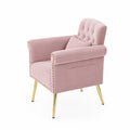 Sessel mit Polyester-Samt und Metallbeinen in Rosa