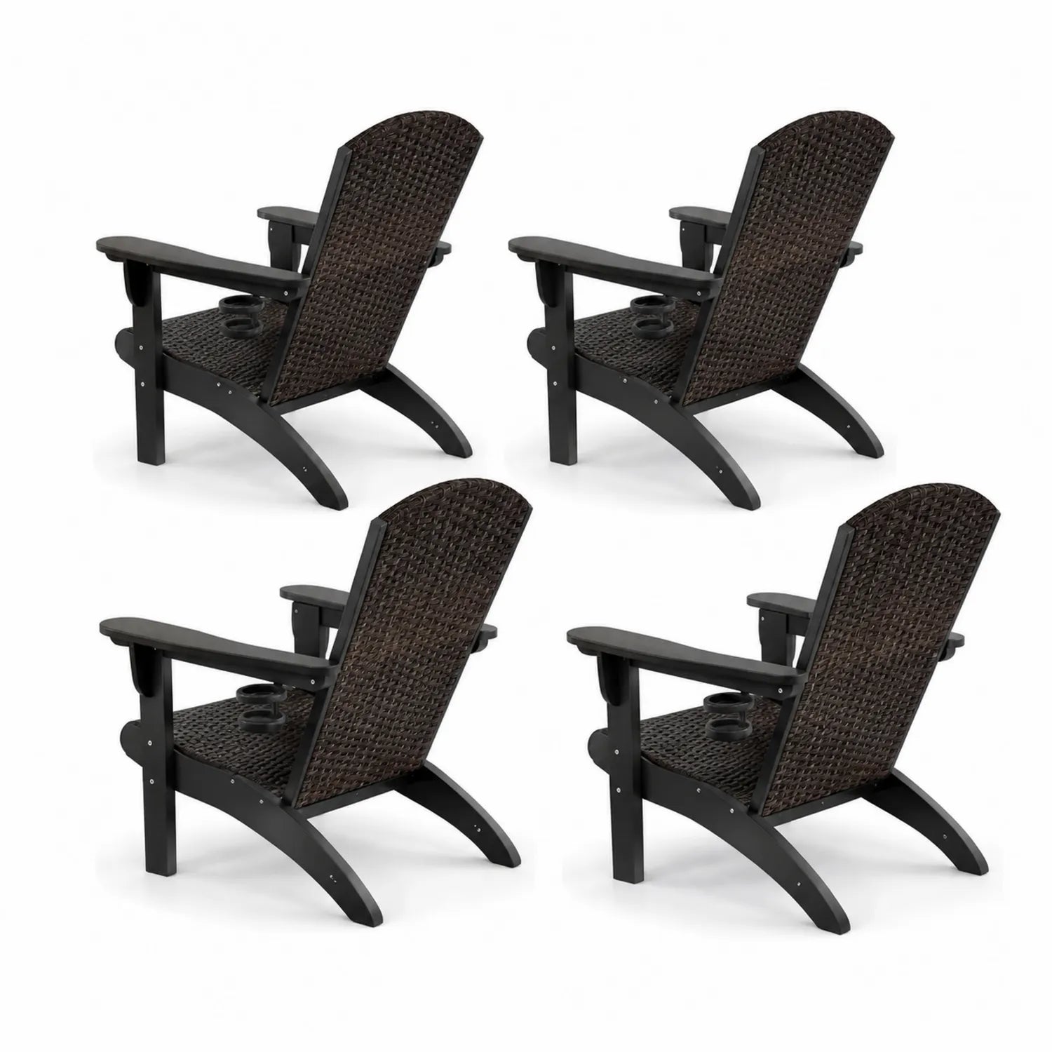 Adirondack Gartenstühle Kunststoff Rattanoptik Schwarz, 4er Set