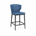 Barhocker Leder Blau Stahlgestell