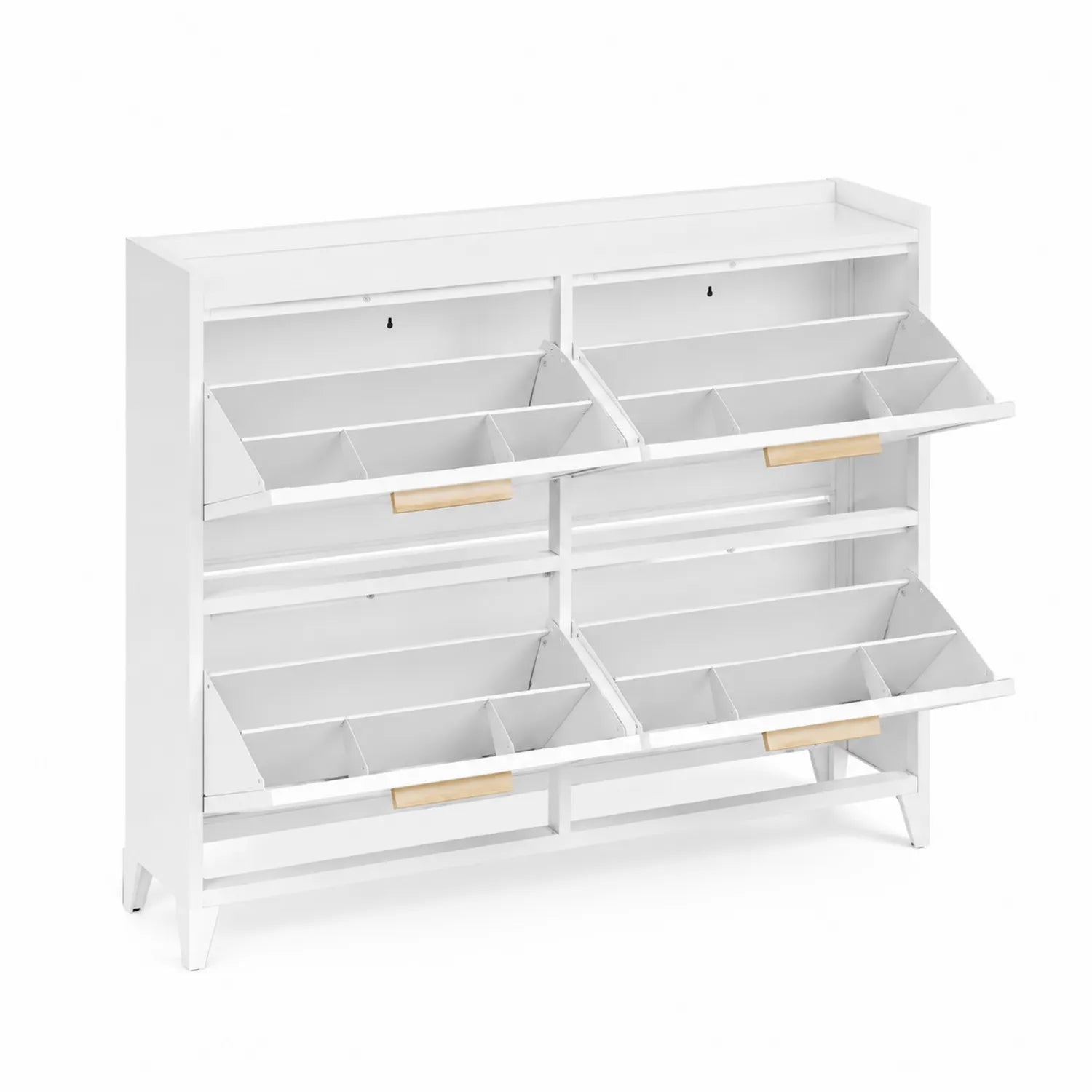 Schuhregal aus MDF-Holz mit Kippschubladen 102x118x24cm Weiß