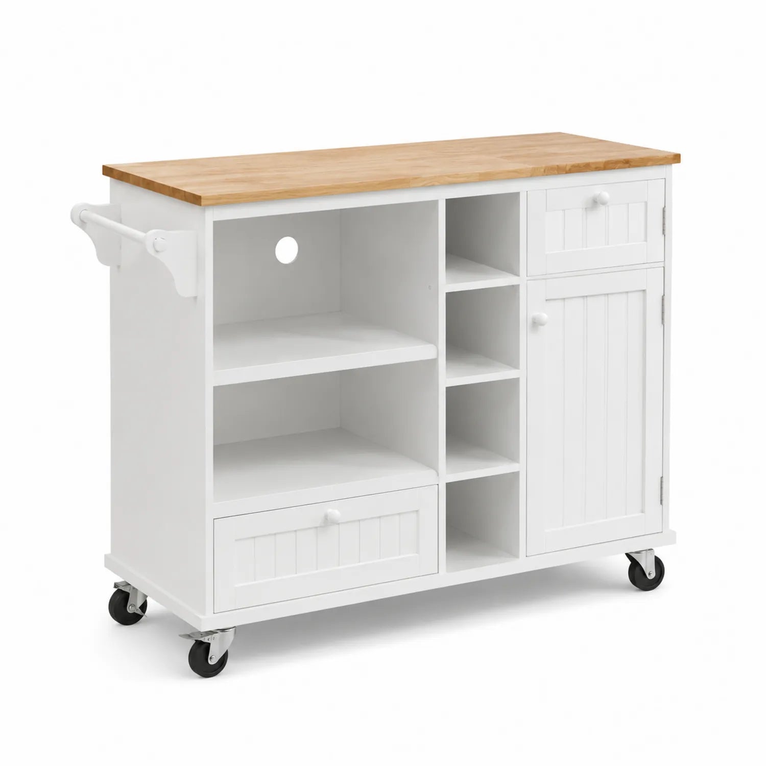 Küchenwagen mit Holzoberfläche Weiß Holz MDF