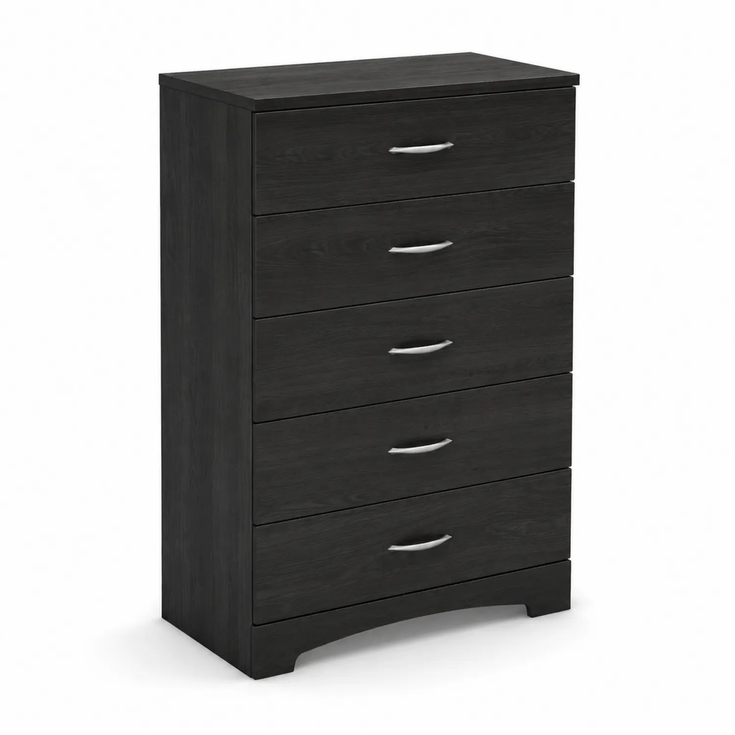 Schwarze Holzkommode mit 5 Schubladen