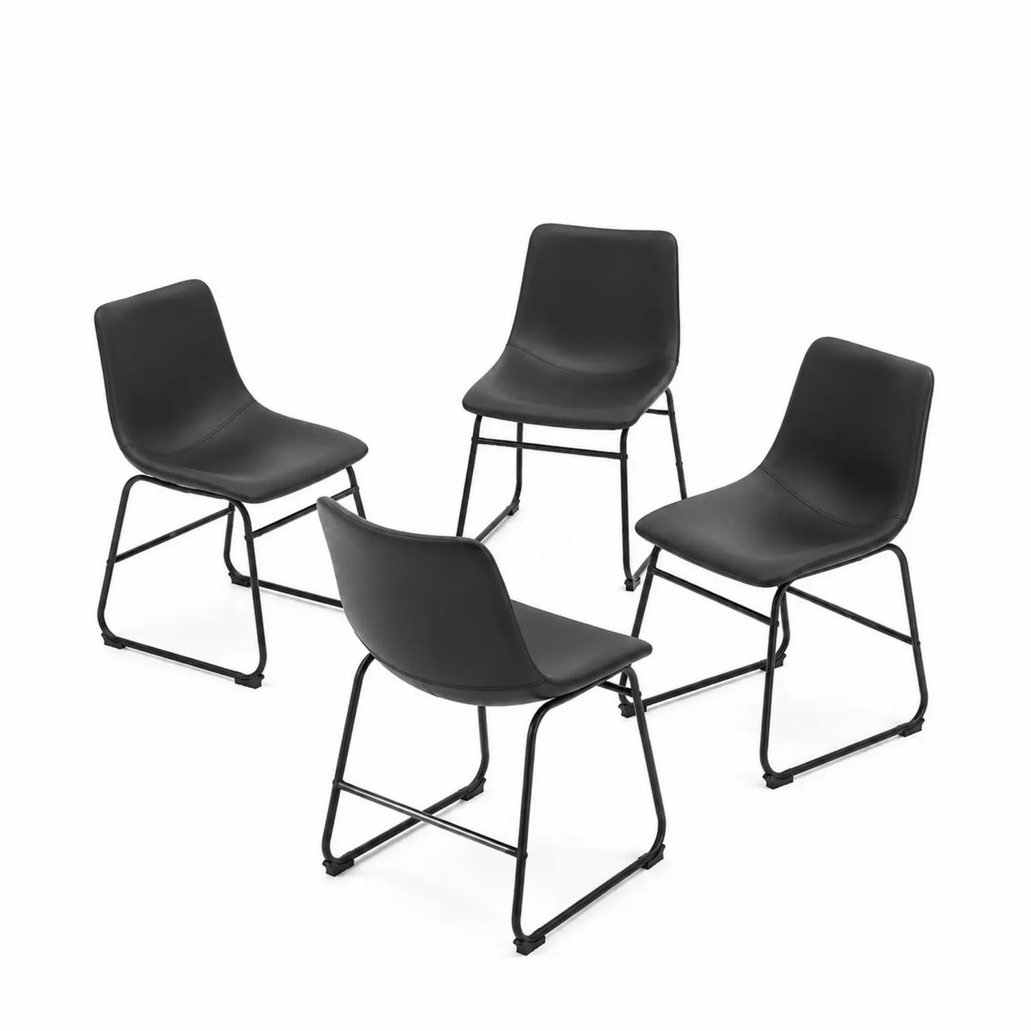 4er Set Stühle Kunststoff Schwarz 45x54x81cm