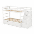 Etagenbett aus Kiefernholz mit Treppe und Schubladen Weiß