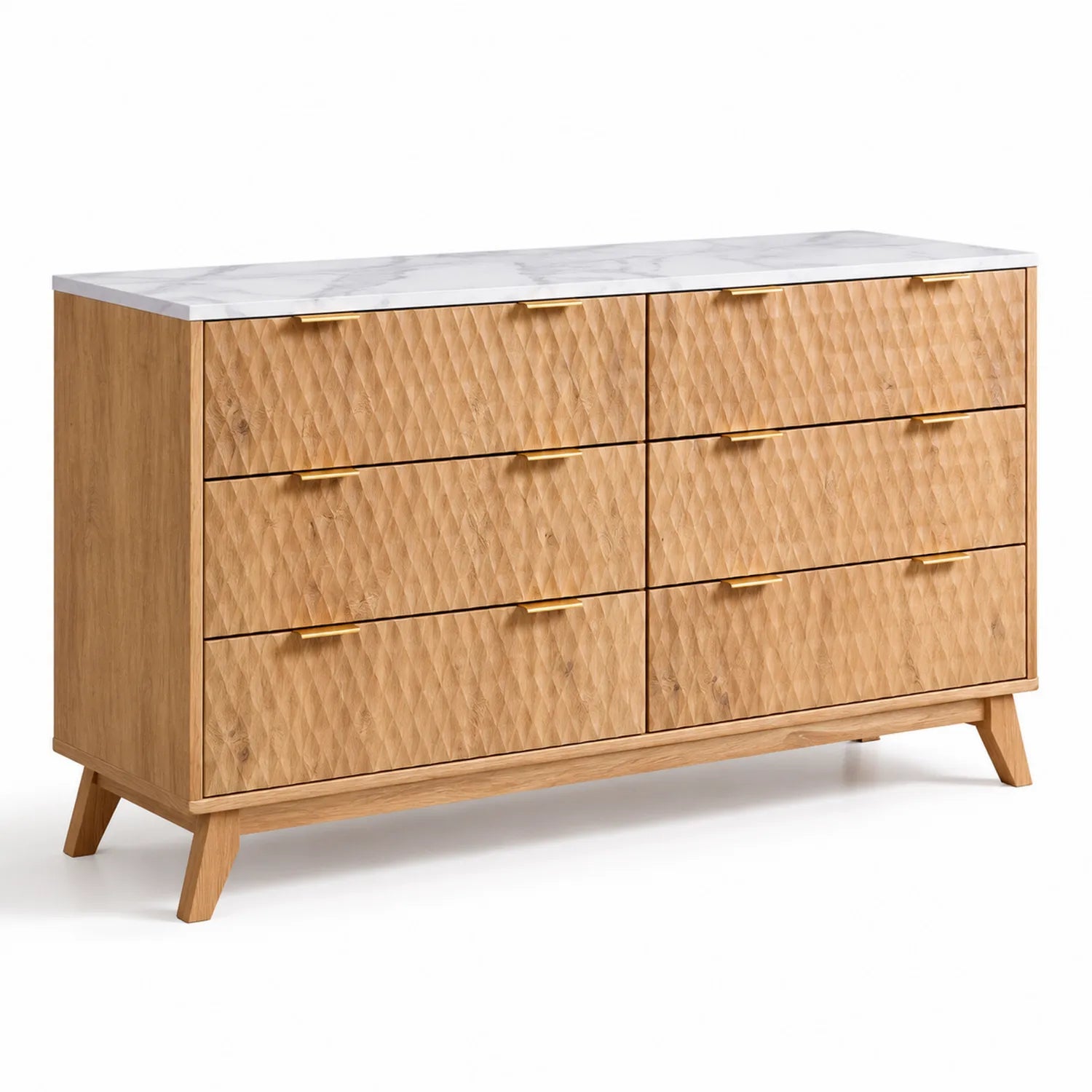 Kommode aus Holz mit Marmoroberfläche und 6 Schubladen