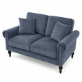 2-Sitzer Sofa mit Holzbeinen und Stoffbezug Blau