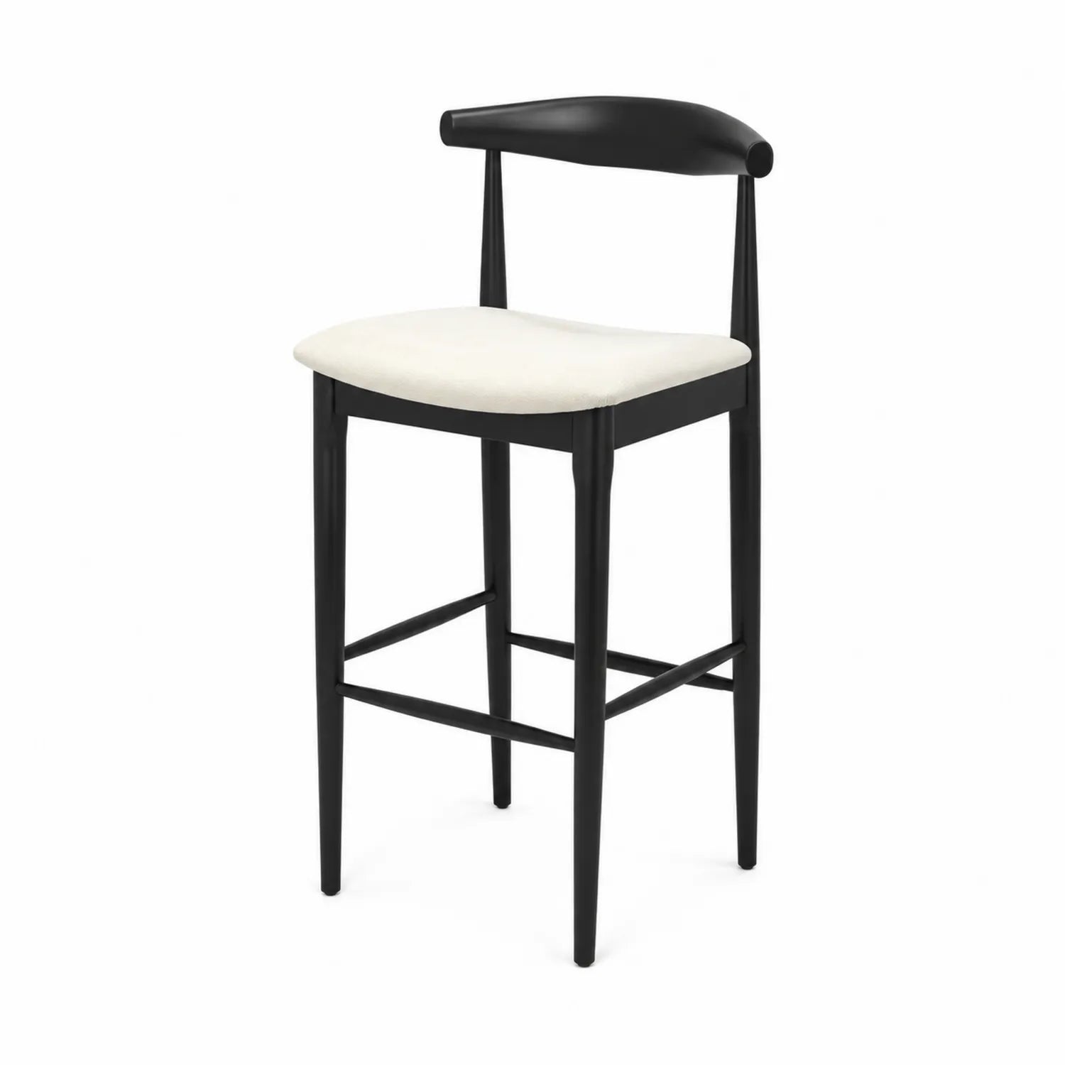 Barhocker mit Rückenlehne Holz Weiß/Schwarz