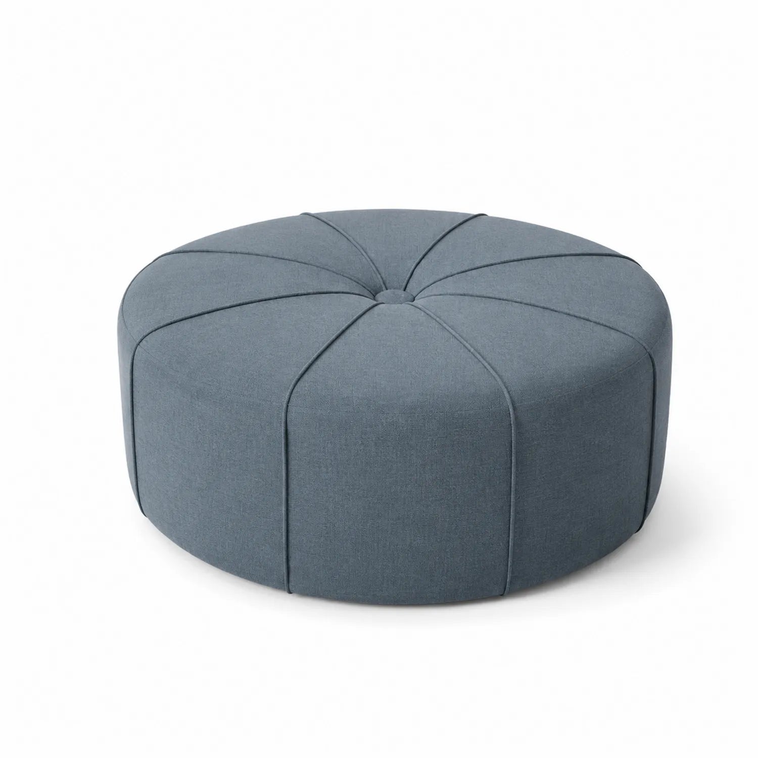Runder Stoffhocker mit Polyesterbezug in Grau, 80 cm
