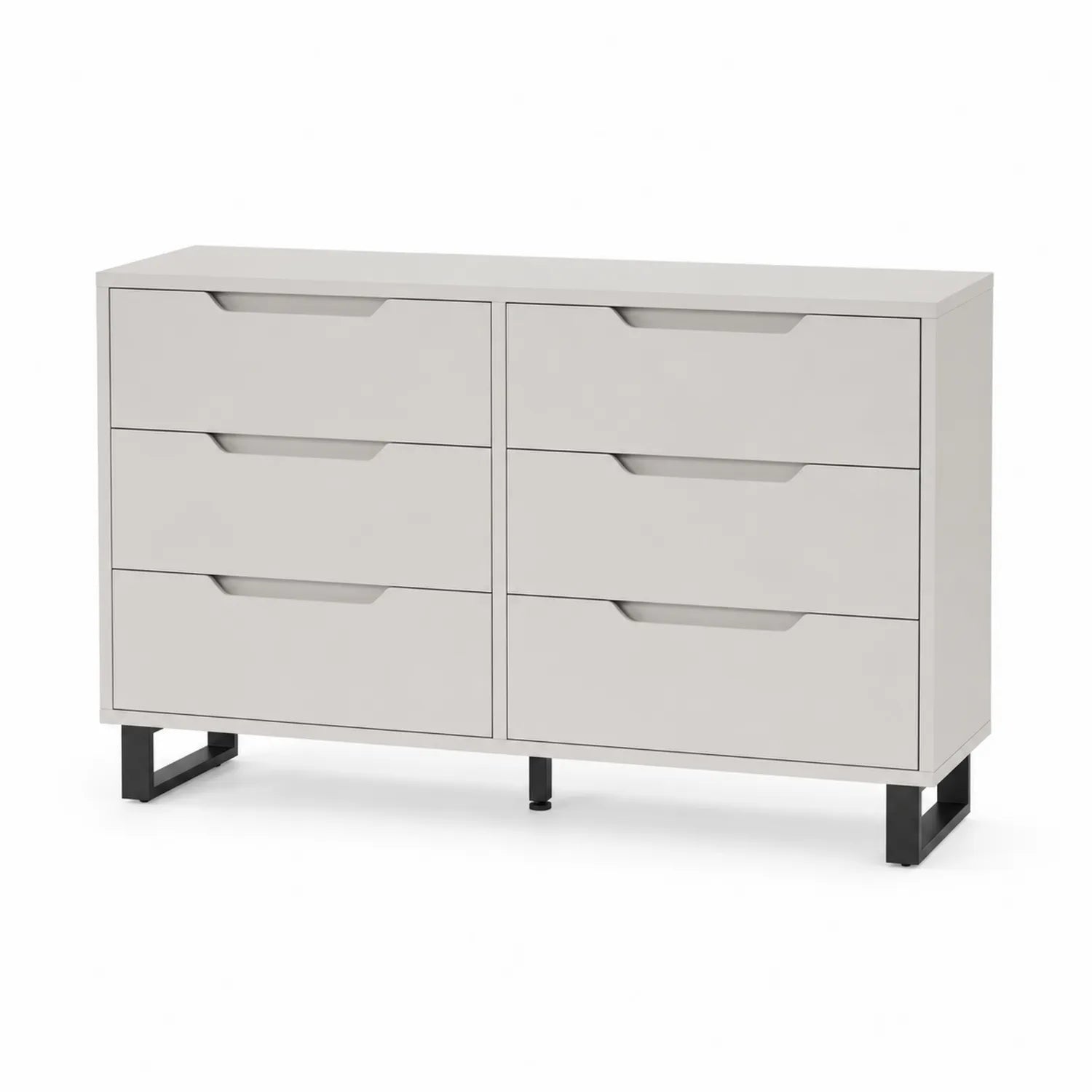 Kommode mit 6 Schubladen Weiß MDF Metallbeine 120 cm