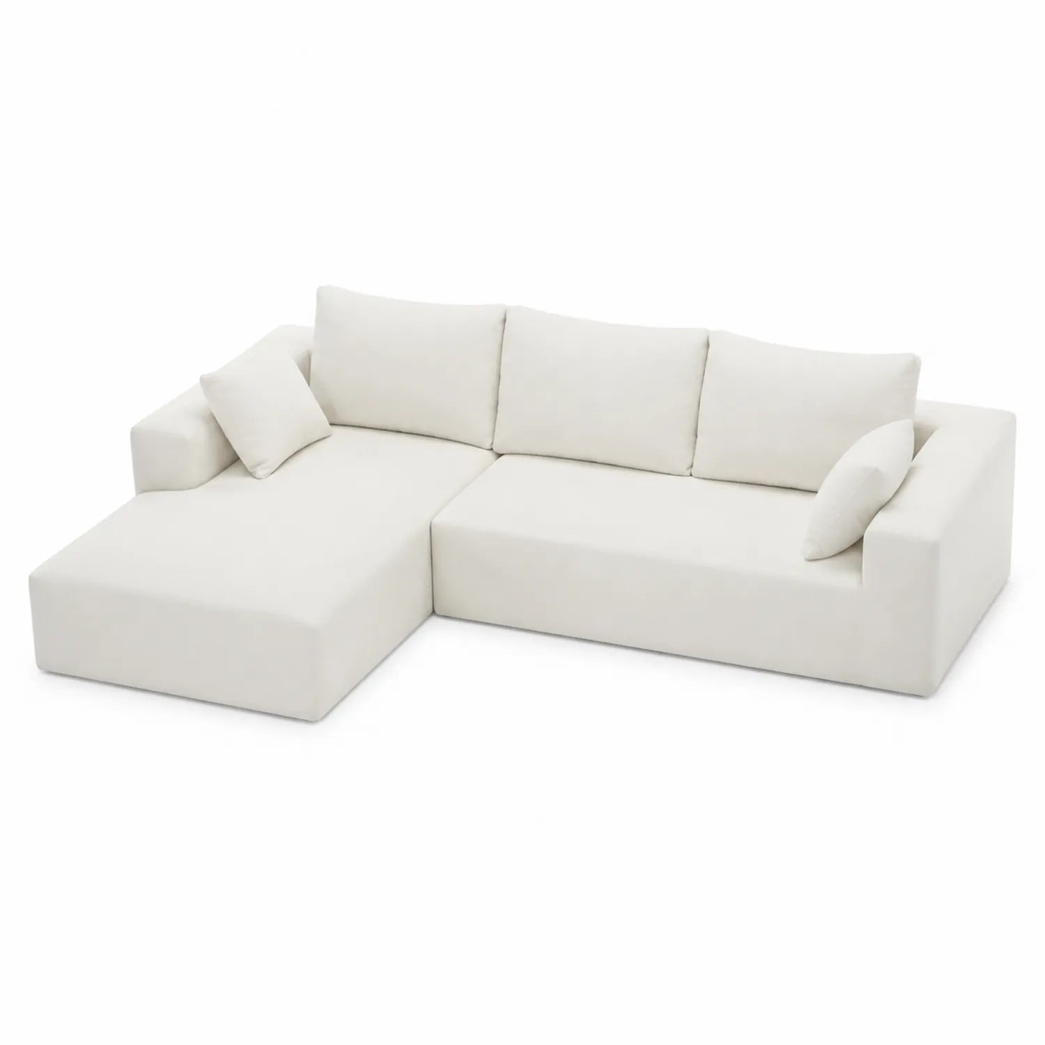 Ecksofa L-Form 286x168 cm Polyester Creme
