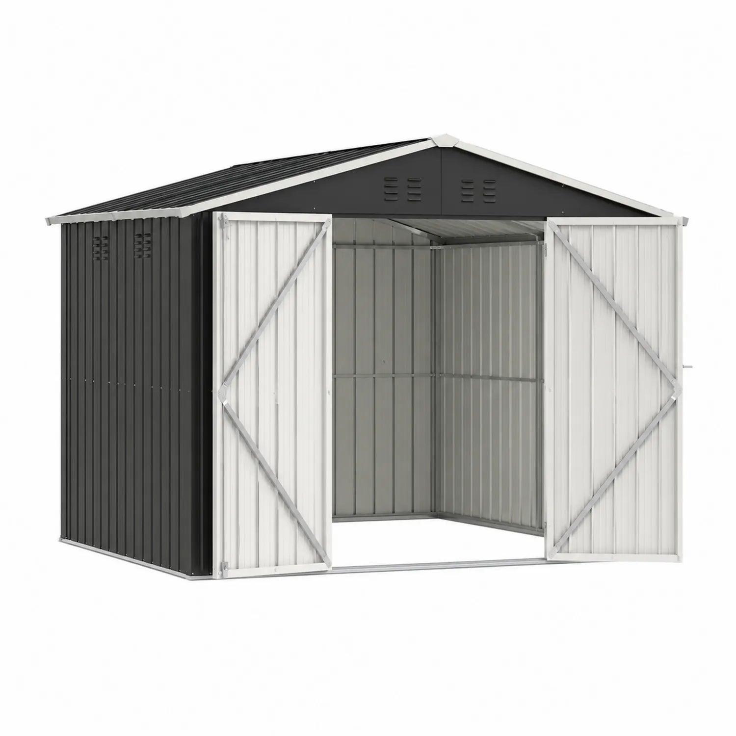Metall-Geräteschuppen mit Doppeltür 340x260x210 cm in Anthrazit und Grau