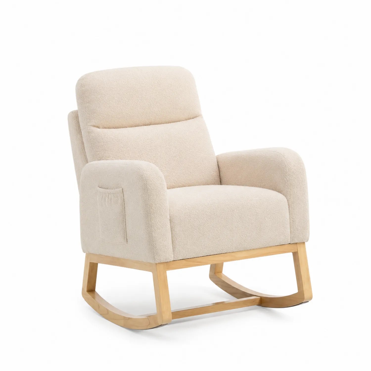 Schaukelstuhl mit Holzrahmen und Polyesterpolsterung Beige