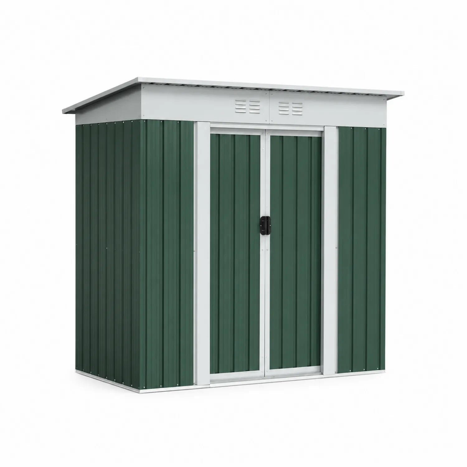 Metall-Gerätehaus mit Pultdach 195 x 130 x 172 cm Grün