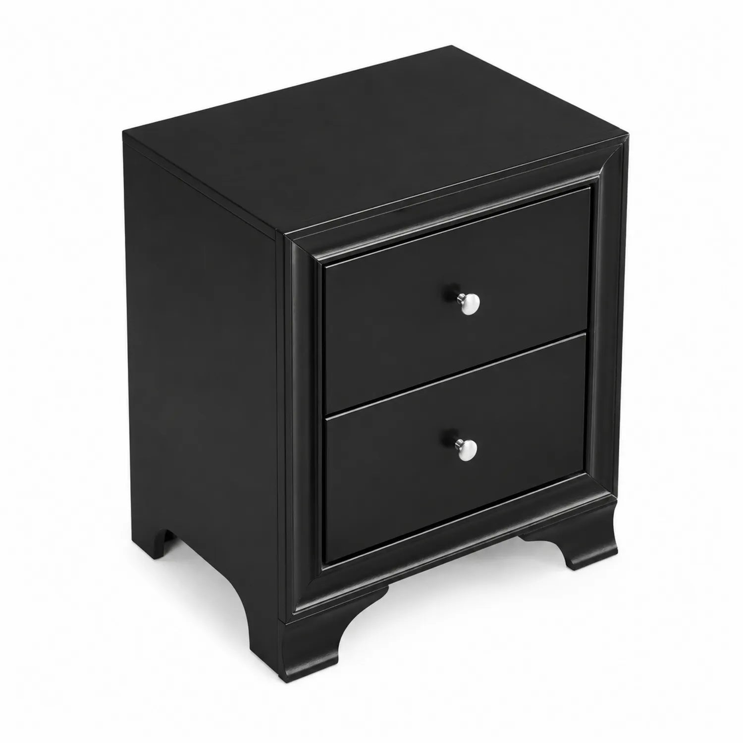 Nachttisch mit 2 Schubladen MDF Schwarz 60x40x30 cm