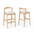 Barhocker-Set aus Holz mit Baumwollsitz in Creme