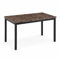 Rechteckiger Esstisch 120x80 cm aus MDF mit Marmoroptik und Stahl in Schwarz