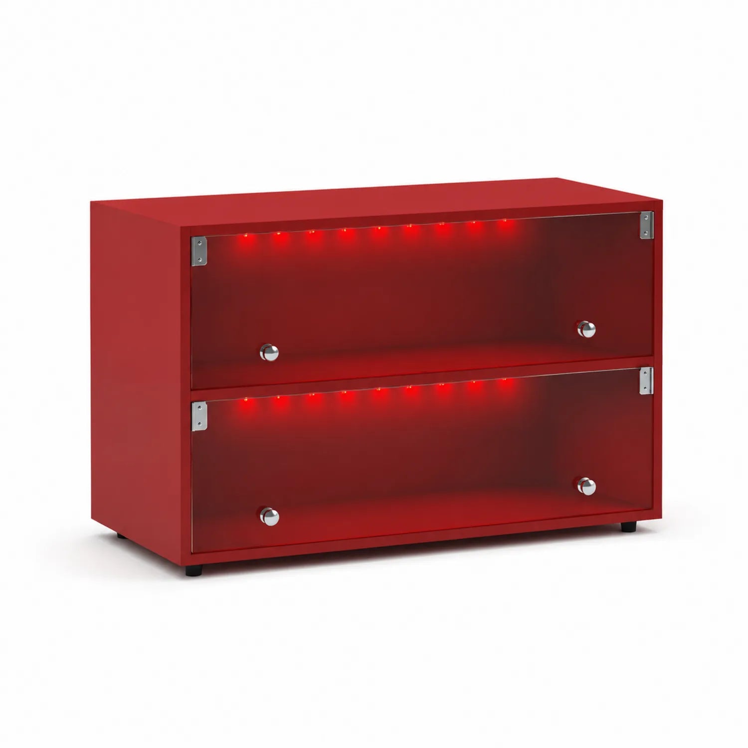 Schuhregal mit LED 2 Klappen Rot MDF