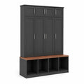 Schwarzer Garderobenschrank mit Sitzbank und MDF